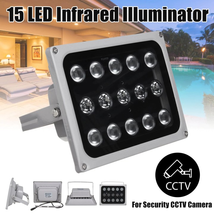 Waterproof Infrared Projector IP65 12v 15 LED Illuminator Light Lamp Night Vision CCTV