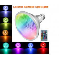 Bombilla LED 20w RGB E27 Par38 foco de iluminación a prueba de agua con control remoto IR de 24 teclas