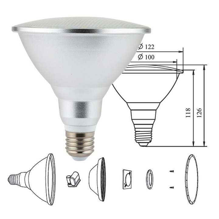 Ampoule LED 20w RGB E27 Par38 spot eclairage etanche avec telecommande IR 24 touches