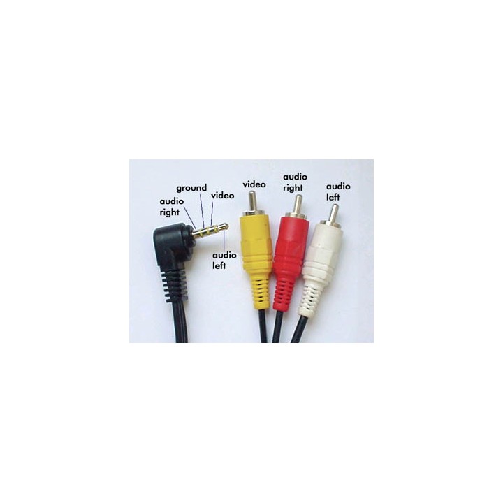 Cable for video camera and digital camera photos jack a v male 3.5mm to 3 female rca plugs jr  international - 2