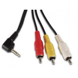 Cable for video camera and digital camera photos jack a v male 3.5mm to 3 female rca plugs delock - 1