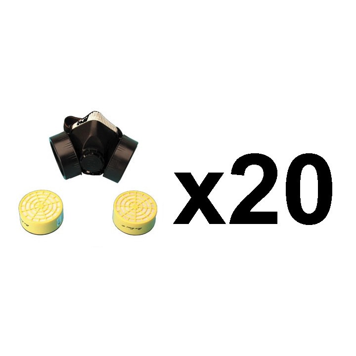 20 mascara de gas nariz + boca + 8 cartucho riesgo quimico para mascara mg filtro virus covid-19 coronavirus gripe china jr inte
