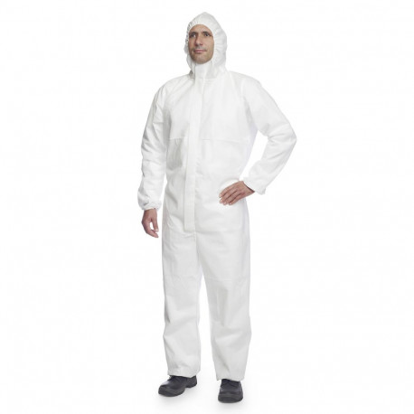 Chemical protection suit SMS polypropylene 55 g / m2 EN 13034 Type 5 & 6 EN 1073-2 size L