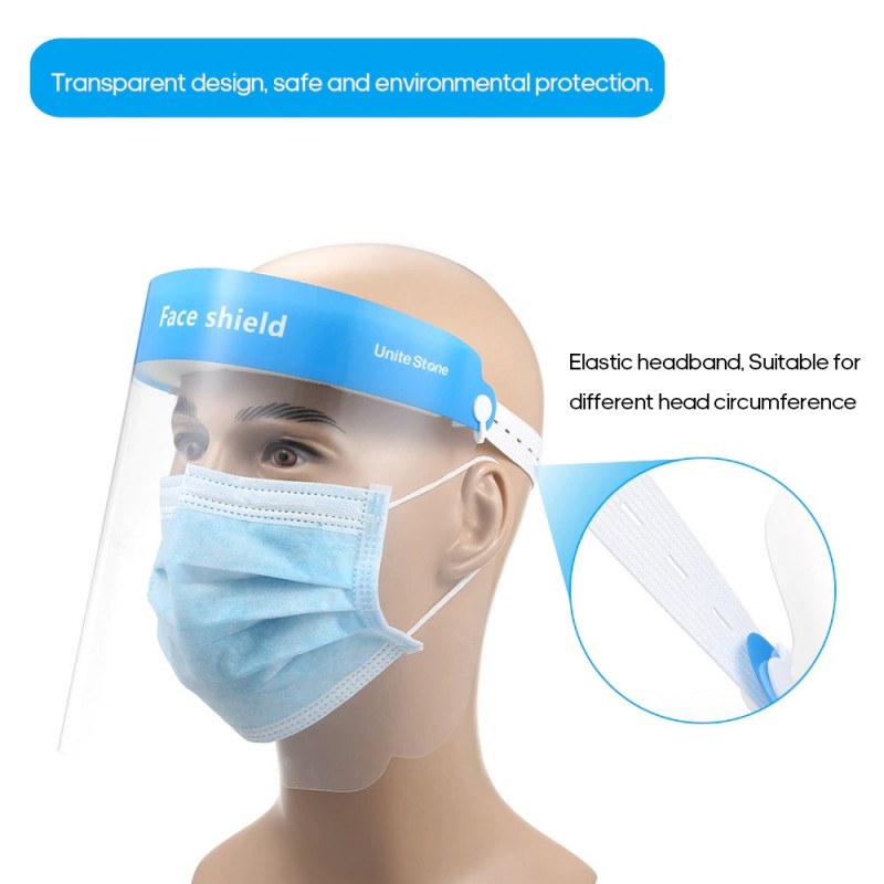 Sxgyubt Transparent Protective Face Shield Anti-fog Anti-splash Anti-droplets Mask Veil with Nose Clip Random Color 