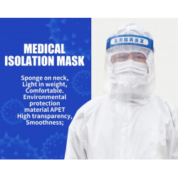 Máscara protectora de aislamiento montada en la cabeza Máscara de cara completa Antivirus Máscara protectora médica impermeable