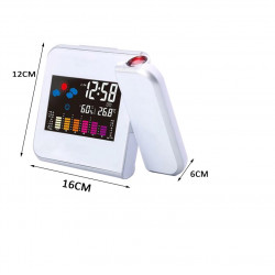 alarm clock projection led with weather station thermometer date display digital clock USB charger