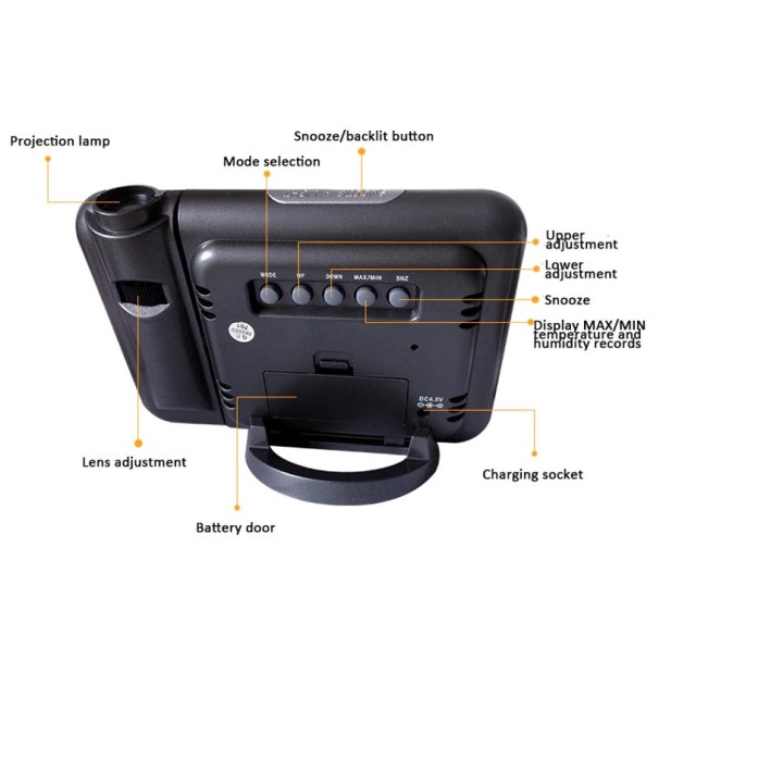 réveil projection led avec Station météo thermomètre affichage de la Date horloge numérique chargeur USB