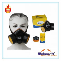 Maschera a gas protezione naso e bocca + filtro protezione chimico np306 + 2 rc206 souked - 18
