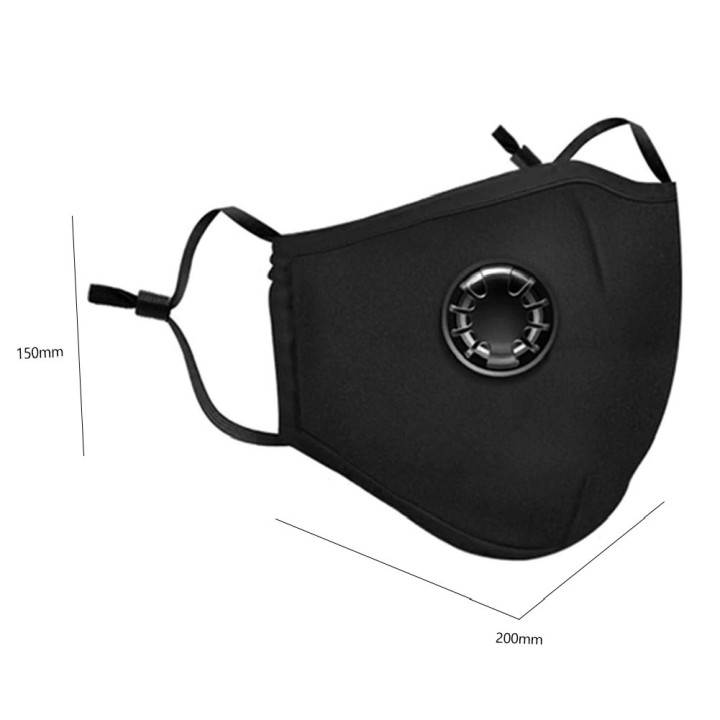 Masque respiratoire lavable reutilisable + valve sans filtre 5 couches mrlavf anti pollution