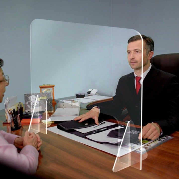 vitre ecran protection plexiglass transparent comptoir 65x65cm accueil réception separation latérale bouclier hygiaphone