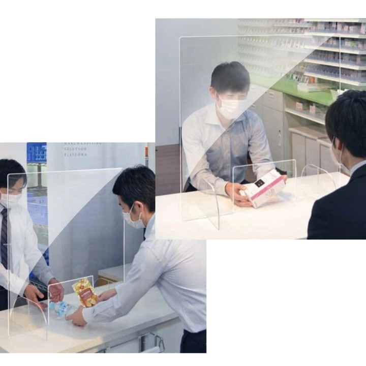 vitre ecran protection plexiglass transparent comptoir 65x65cm accueil réception separation latérale bouclier hygiaphone