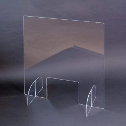 vitre ecran protection plexiglass transparent comptoir 65x65cm accueil réception separation latérale bouclier hygiaphone