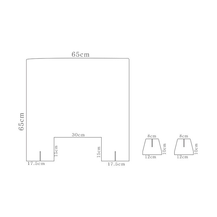 vitre ecran protection plexiglass transparent comptoir 65x65cm accueil réception separation latérale bouclier hygiaphone