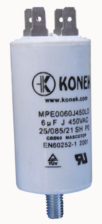 Condensador 6mf 6 micro farad 450v 50 60 hz condensador de arranque motor universal a borne w1 11006 hq - 1