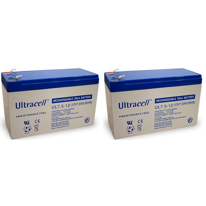 2 Bateria recargable 12v 7.5ah accu plomo gel solar accumulador estanco 6a 6,5ah 7ah 7.2ah 7.5a ultracell - 1