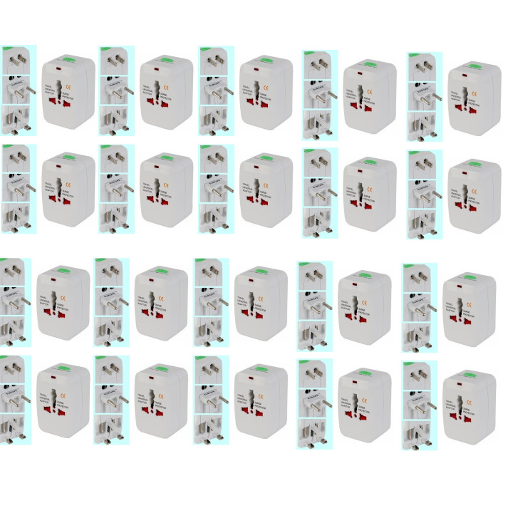 20 X Adattatore presa elettrica viaggio 150 paesi europa america usa gran bretagna uk australia jr international - 1