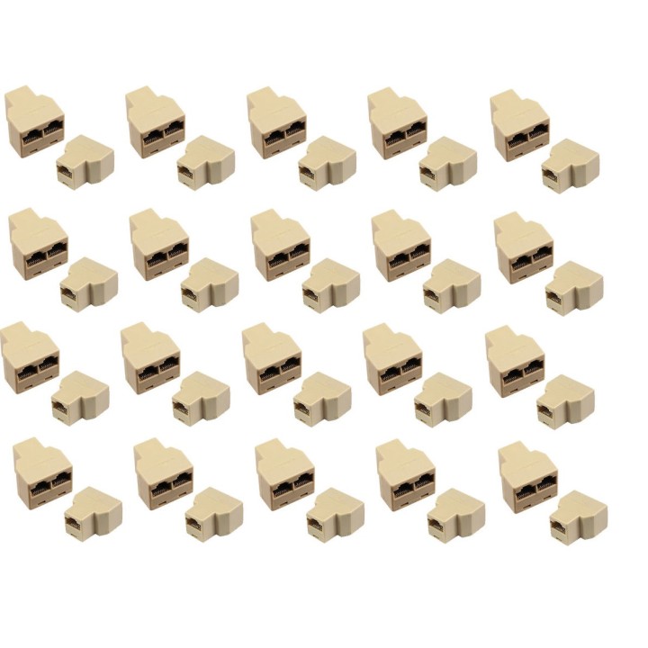 20 Adaptador rj45 hembra 2xrj45 hembra desdoblador modular ethernet jr international - 1