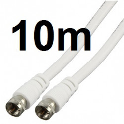Cable-527/10 75 ohm antenna cable cord plug male plug to f f 10m white male konig - 1