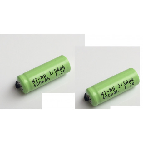 2 x Batteria ricaricabile da 1.2V 2 / 3AAA batteria 400mah 2/3 AAA ni-mh nimh con spinotto per rasoio elettrico eclats antivols 