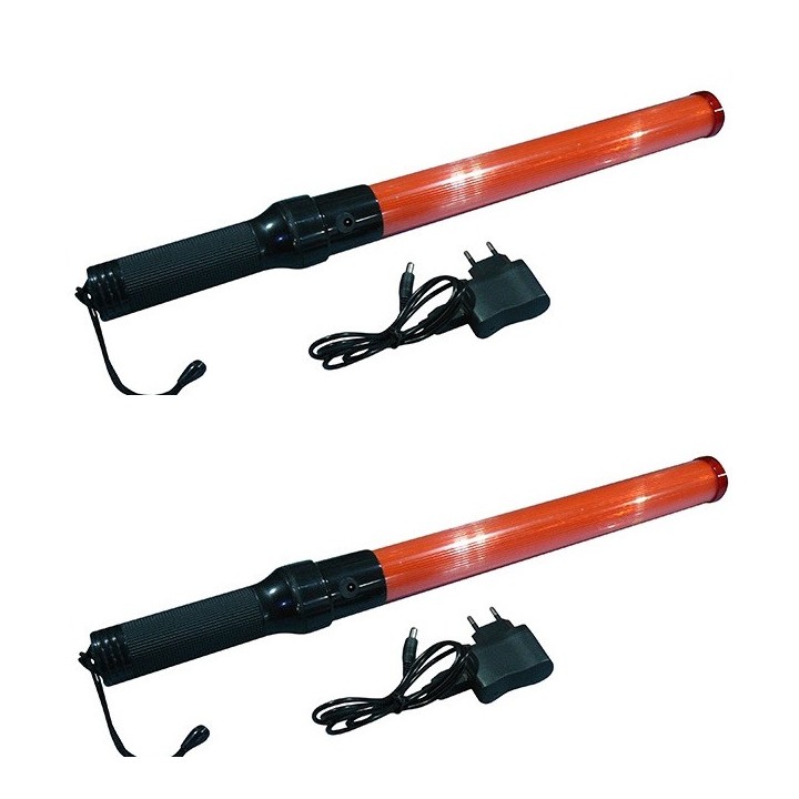 2 Wiederaufladbare Taschenlampe rot Signalisierungsverkehr Flugzeug Auto Straßenpolizei Baton jr  international - 9