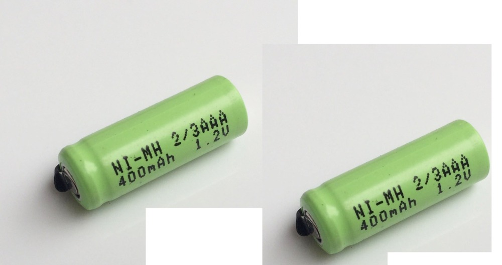 2 x Batteria ricaricabile da 1.2V 2 / 3AAA batteria 400mah 2/3 AAA ni-mh nimh con spinotto per rasoio elettrico eclats antivols 