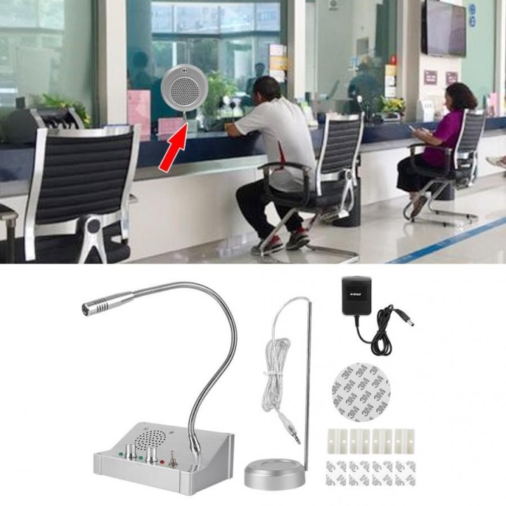 Interphone fenetre guichet de banque station essence poste de base microphone 110V 220v