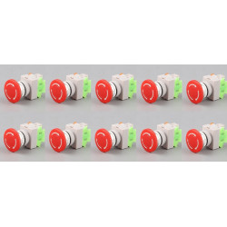 10 X Emergency stop button no nf punch diameter 22 mm for bpr22 boit1 security anti agressio jr international - 1