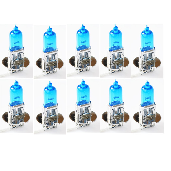 10 x 12V 55W H3 auto-styling Lampada alogena 5000K Xenon blu scuro vetro di quarzo del faro dell'automobile Lampadina Super Whit