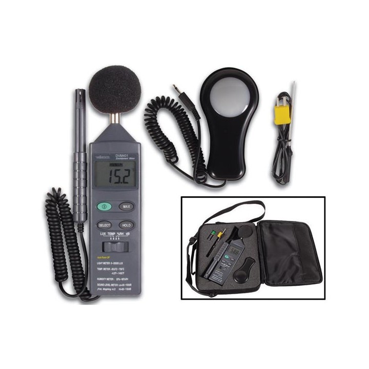 nolegio 5 in 1 Circondario Meter luce misuratore di decibel termometro metro igrometro anemometro velleman - 7