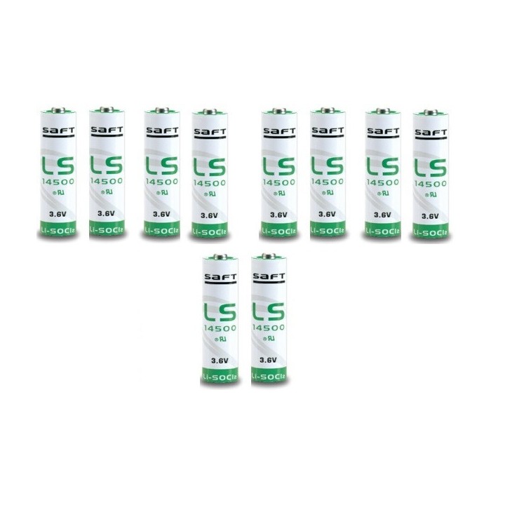 10 litio saft ls 14500 2400mah 3.6v aa ls14500 cr14505 er6h ltc17c tl5104 er6aa ls14500c saft - 1