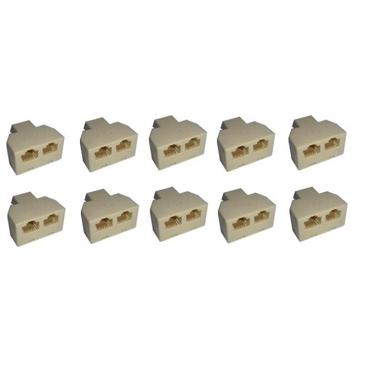 10 Adaptador rj45 hembra 2xrj45 hembra desdoblador modular ethernet jr international - 1