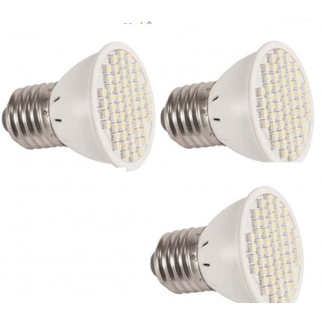 3 x Lampara led smd x60 e27 220v 3w blanca iluminacion bajo consumo jr international - 1