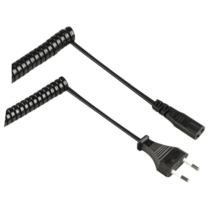2 Spiralle spina del cavo di alimentazione al diritto europeo IEC-320-c7 2m vlep11042b20 nero konig - 1