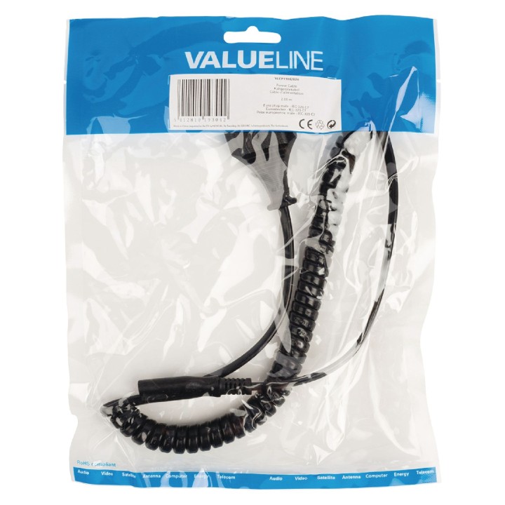 2 Spiralle enchufe del cable de alimentación a la ley IEC-320-c7 vlep11042b20 negro 2m Europea konig - 2