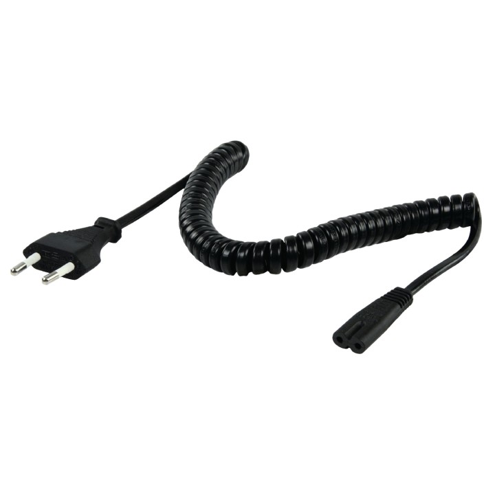 2 Spiralle Netzstecker an das europäische Recht IEC-320-c7 2m schwarz vlep11042b20 konig - 3