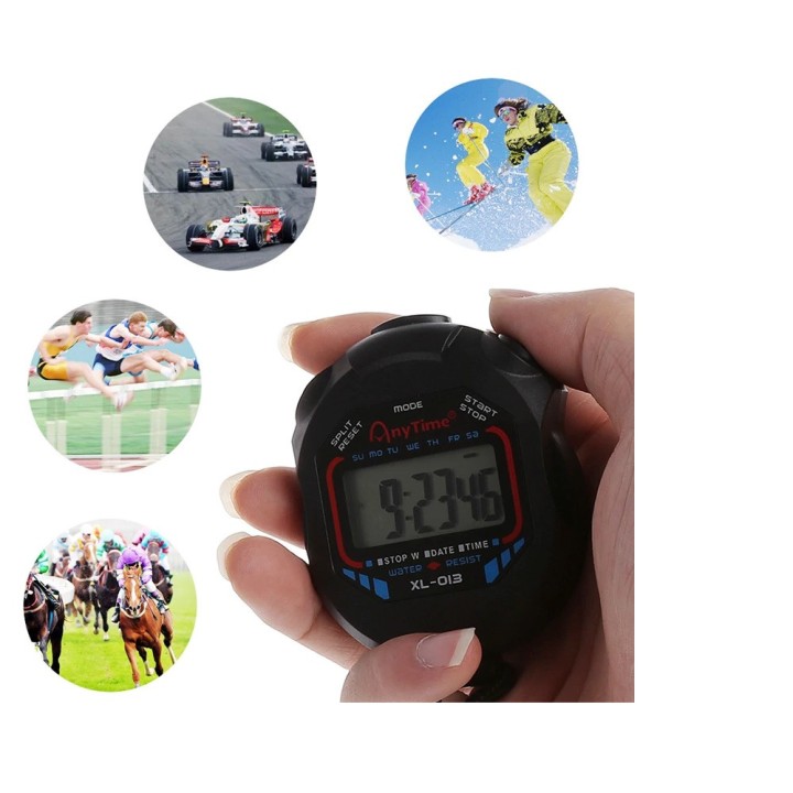 Sports Stopwatch Professional Handheld Waterproof LCD Digital Stopwatch Timer Chronograph Counter Sport Alarm