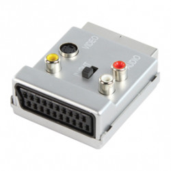 Adapter scart-stecker scart-buchse 60s + silber + 3x cinch s video kopplerschalter konig - 1