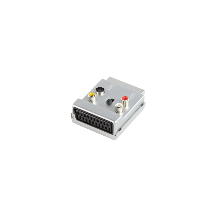 Adapter scart-stecker scart-buchse 60s + silber + 3x cinch s video kopplerschalter konig - 1
