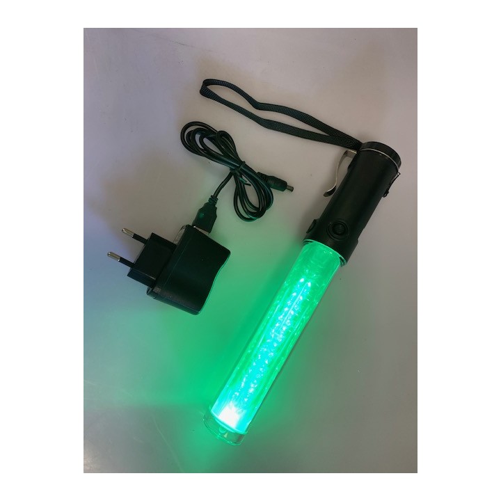 Baton lumineux led rouge + batterie rechargeable + chargeur 220v 5v support magnetique