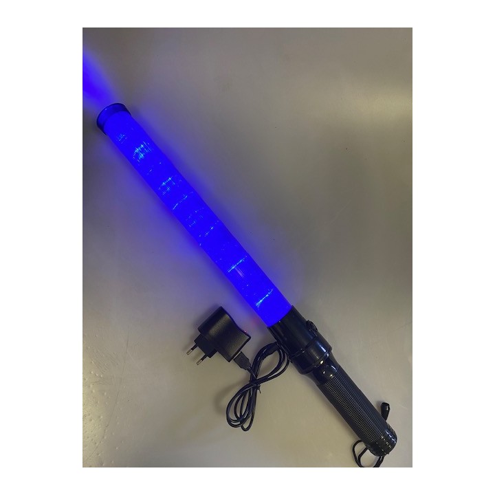 Baton rechargeable torch light blue traffic signaling plane car road policing eclats antivols - 5