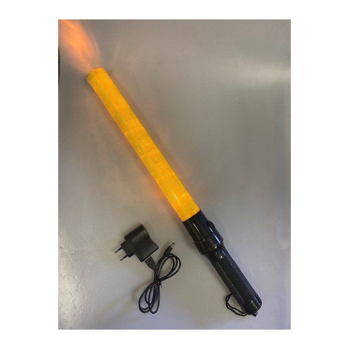 Baton luce GM torcia ricaricabile giallo segnalazione polizia stradale aereo aeroplano eclats antivols - 2
