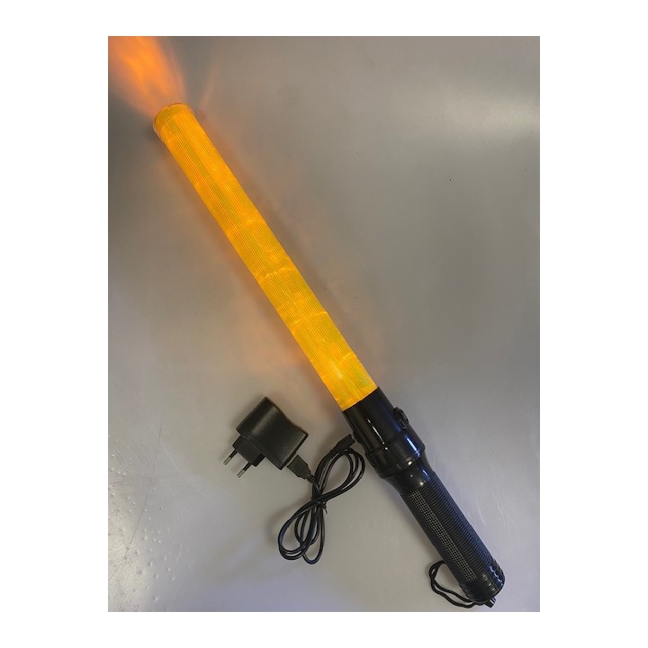 Baton rechargeable torch light yellow traffic signaling plane car road policing eclats antivols - 3