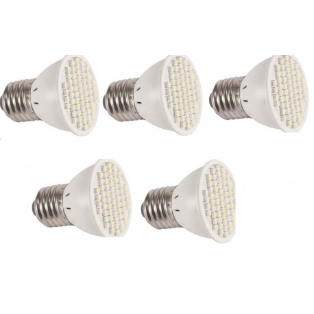 5 x Lampara led smd x60 e27 220v 3w blanca iluminacion bajo consumo bestmall_fr - 1