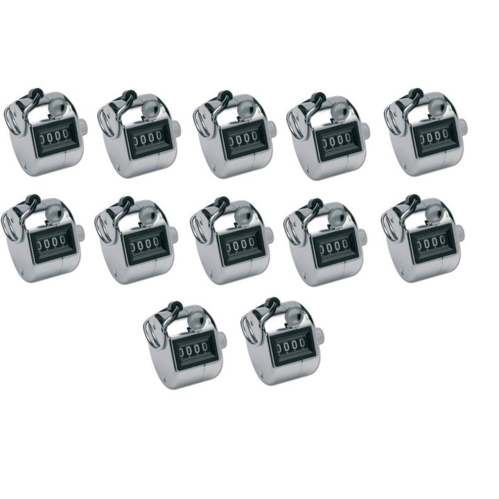 12 Chrome mechanical 4 digit counts 0-9999 hand held manual tally counter clicker golf gogo - 8