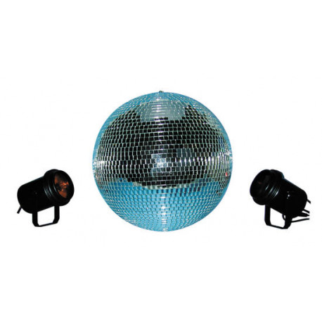 Kit illuminazione disco 1sfera poliedrica riflettente b40+ 2 proiettori pf+ 2 lampadine par36+ 1mascherina colore blu gb+ 1masch