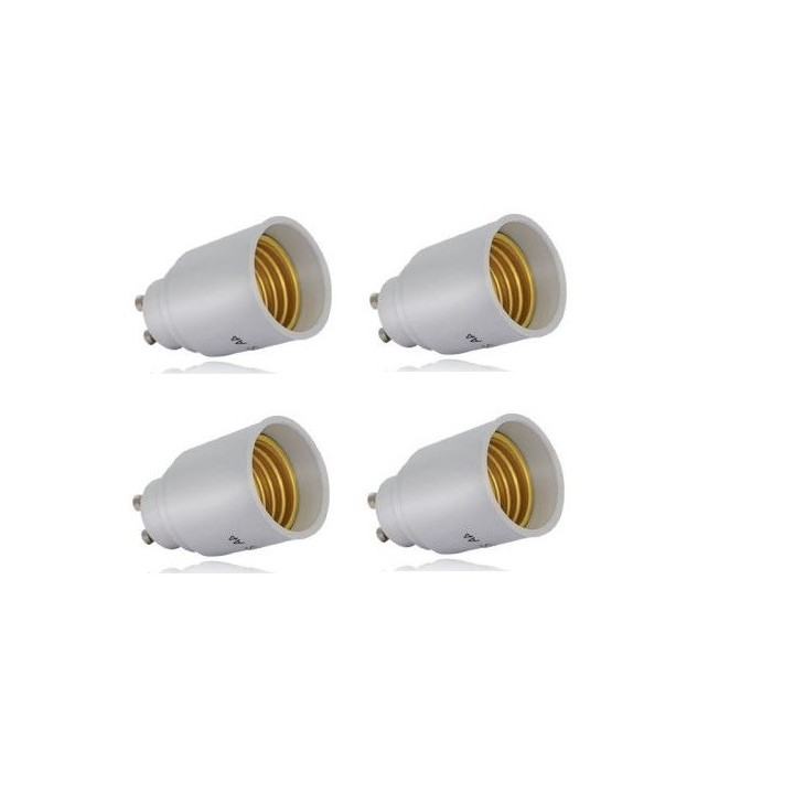 4 X Gu10 to e27 adapter converter base holder socket for led light lamp bulbs 12v 24v 48v 220v lampholder conversion lunartec - 