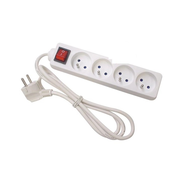 Regleta de enchufes de 4 enchufes con interruptor y cable de 3m eb4s-3 jr  international - 1
