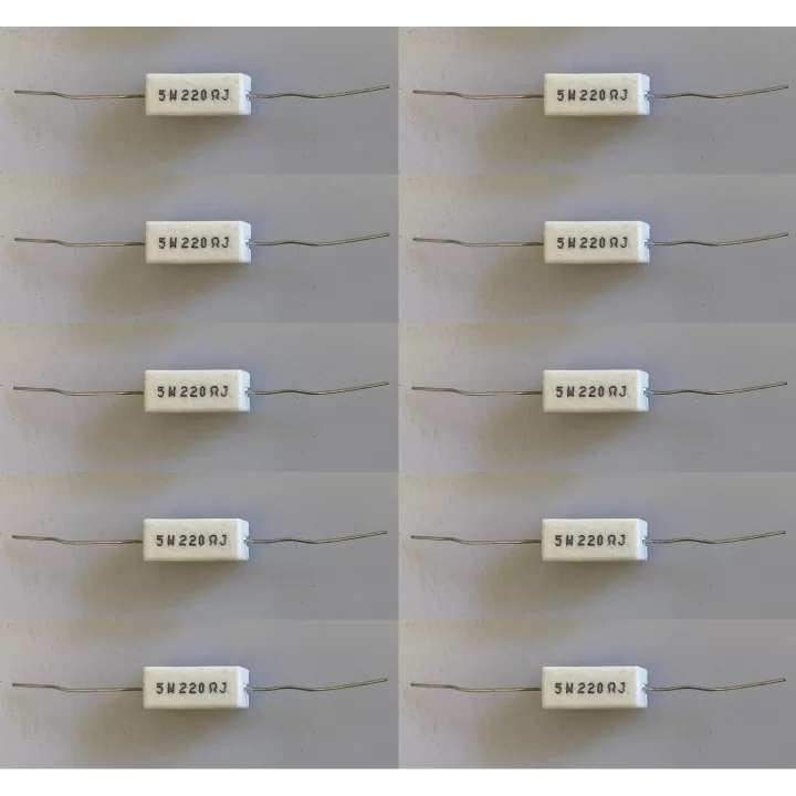 10 Wire resistor 220 ohm 5w hardened cen - 2
