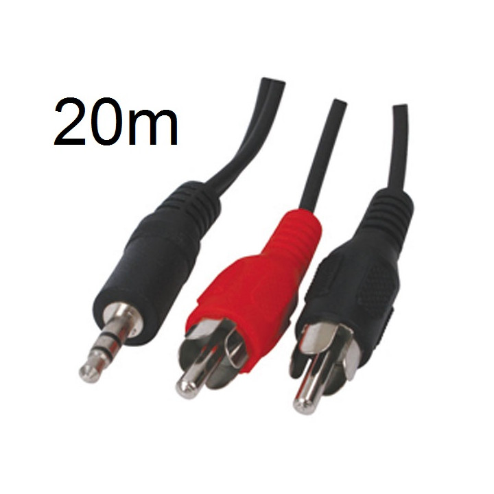 20m videokabel audio-buchse 3,5 mm stereo- stecker auf 2 cinch- stecker-kabel konig cable-458/20 jr  international - 1