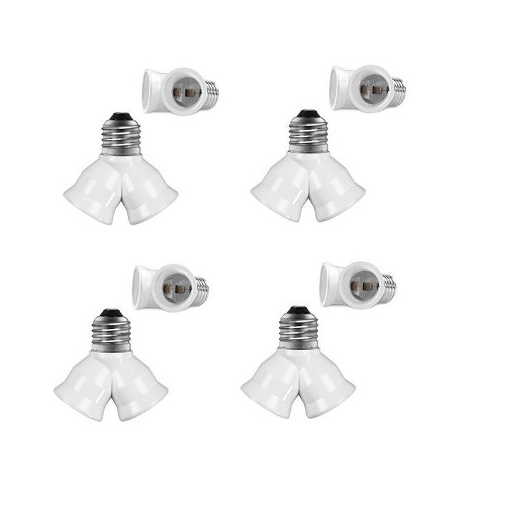 4 X Adattamento 2 presa ha condotto la lampadina e27 e27 duplicatore di doppia uscita 12v 24v 220v illuminazione kwmobile - 1